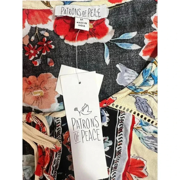patrons of peace NWT womens tunic dress floral boho babydoll ruffled size medium - Picture 10 of 10